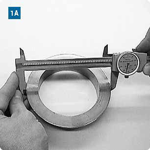 Measuring the outside flange diameter with calipers